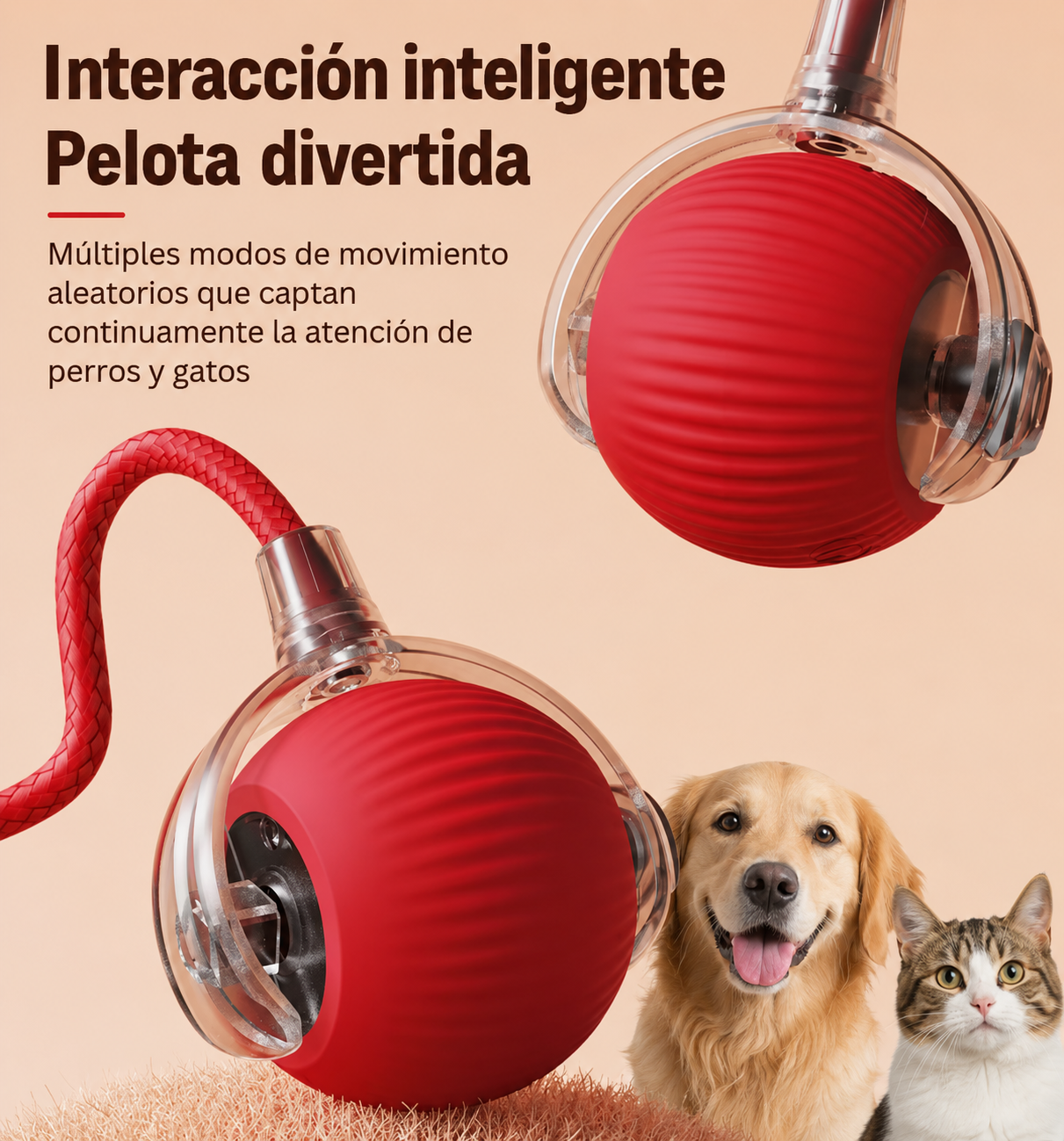 Juguete Inteligente para Gatos y Perros, Bola Rodante Automática y recargable